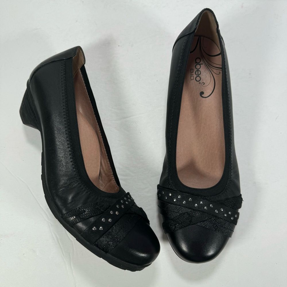 Abeo B.I.O. System Nellie Black Leather Studded Pumps Comfort Shoes Women 8.5M
